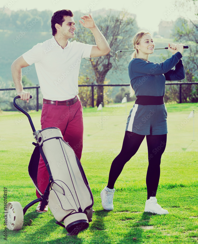 Fototapeta premium Golf partners playing together