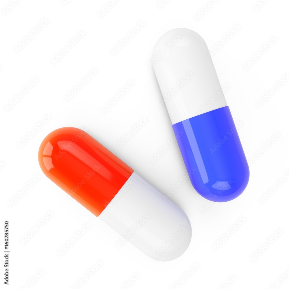 3D rendering Capsule pills isolated on white