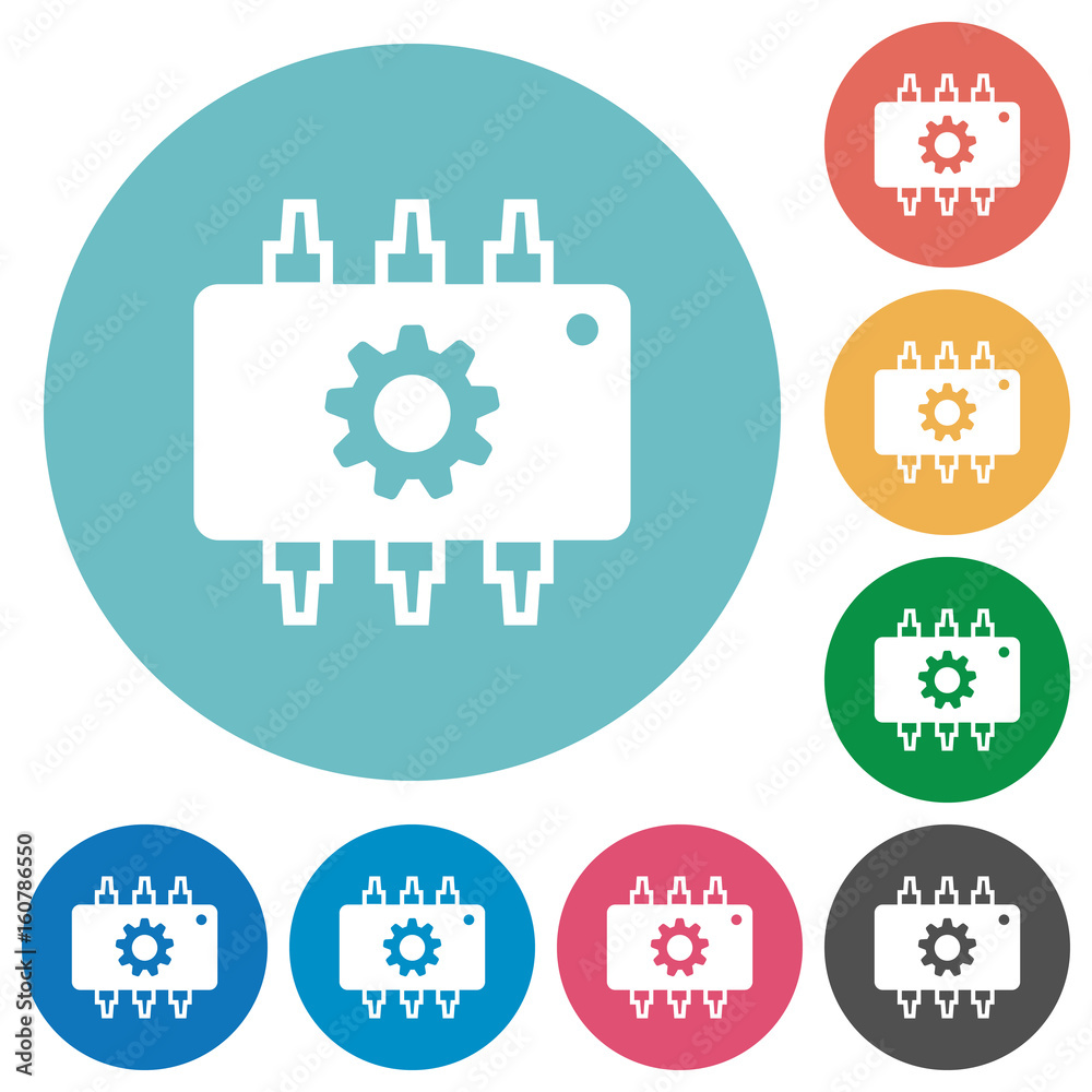 Hardware settings flat round icons Hardware settings flat round icons