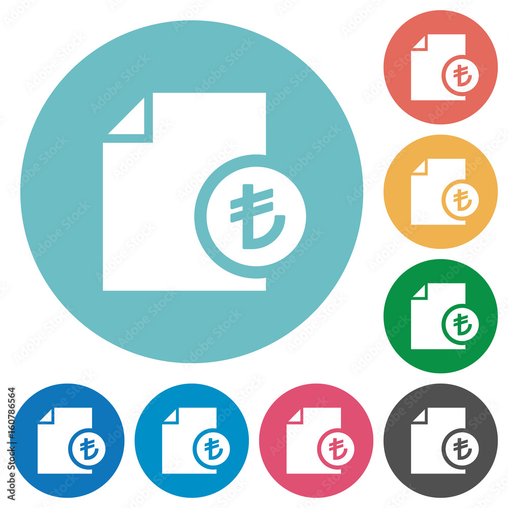 Turkish Lira financial report flat round icons Turkish Lira financial report flat round icons