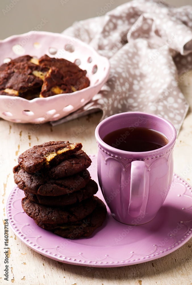 Fototapeta premium peanut butter stuffed cookies..style rustic