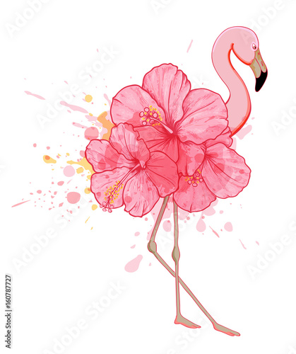 Pink floral flamingo
