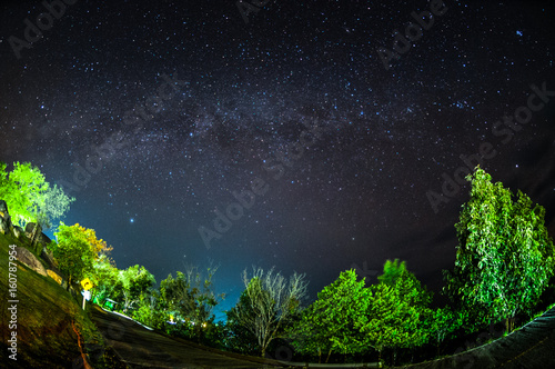 Milky way over Huai Nam Dang National Park in Chiang Mai, North of Thailand.