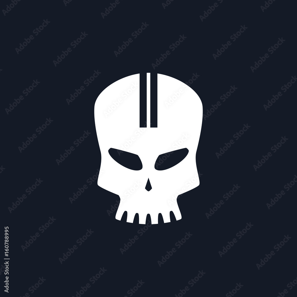 White Sport Moto Speed Skull Isolated, Silhouette Skull on Black ...