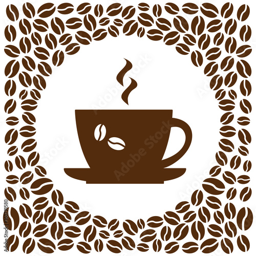 Brown cup of coffee on a coffee background  vector illustration