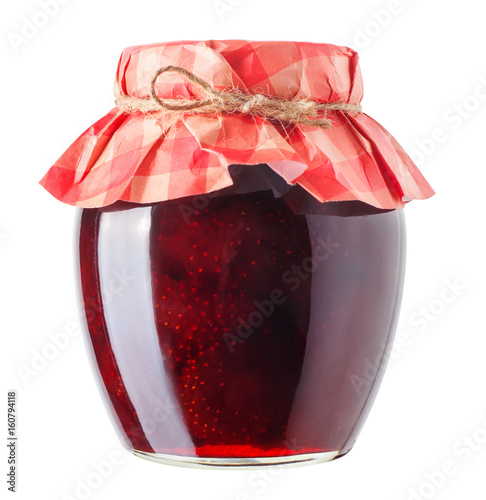 jar with strawberry jam isolated