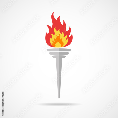 Torch with a flame. Vector illustration