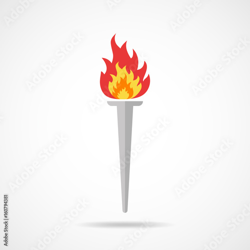Torch with a flame. Vector illustration