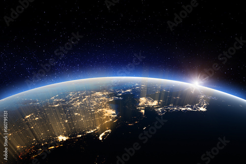 Planet at night. Elements of this image furnished by NASA