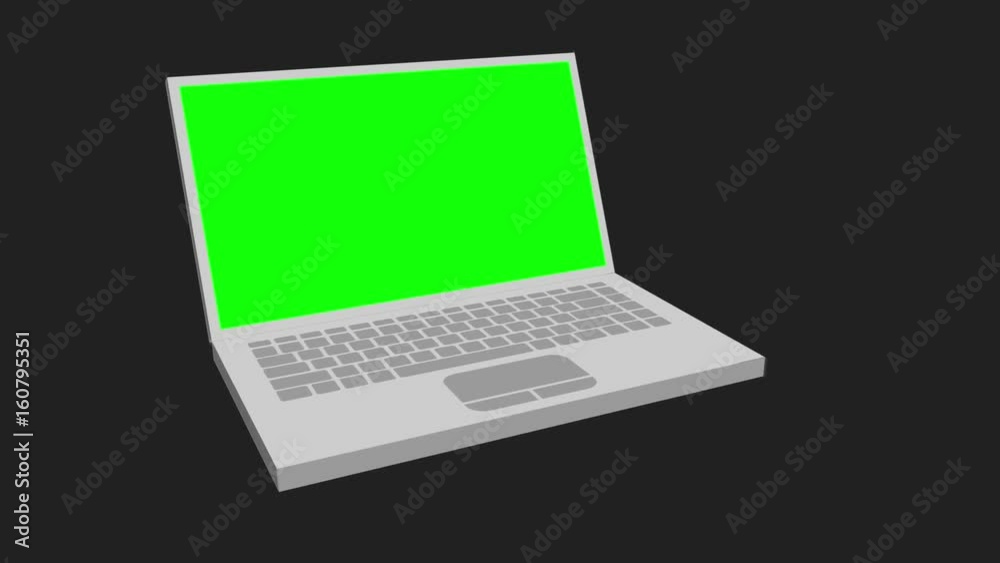 3d notebook or laptop with green screen display show up rotate. Available in 4K FullHD and HD video render footage 3d notebook or laptop with green screen display show up rotate. Available in 4K FullHD and HD video render footage