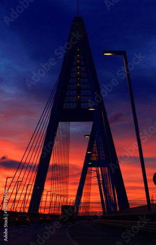 Obraz na płótnie Highway bridge with dawn light w salonie