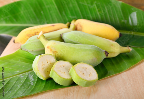 raw banana on wooden photo