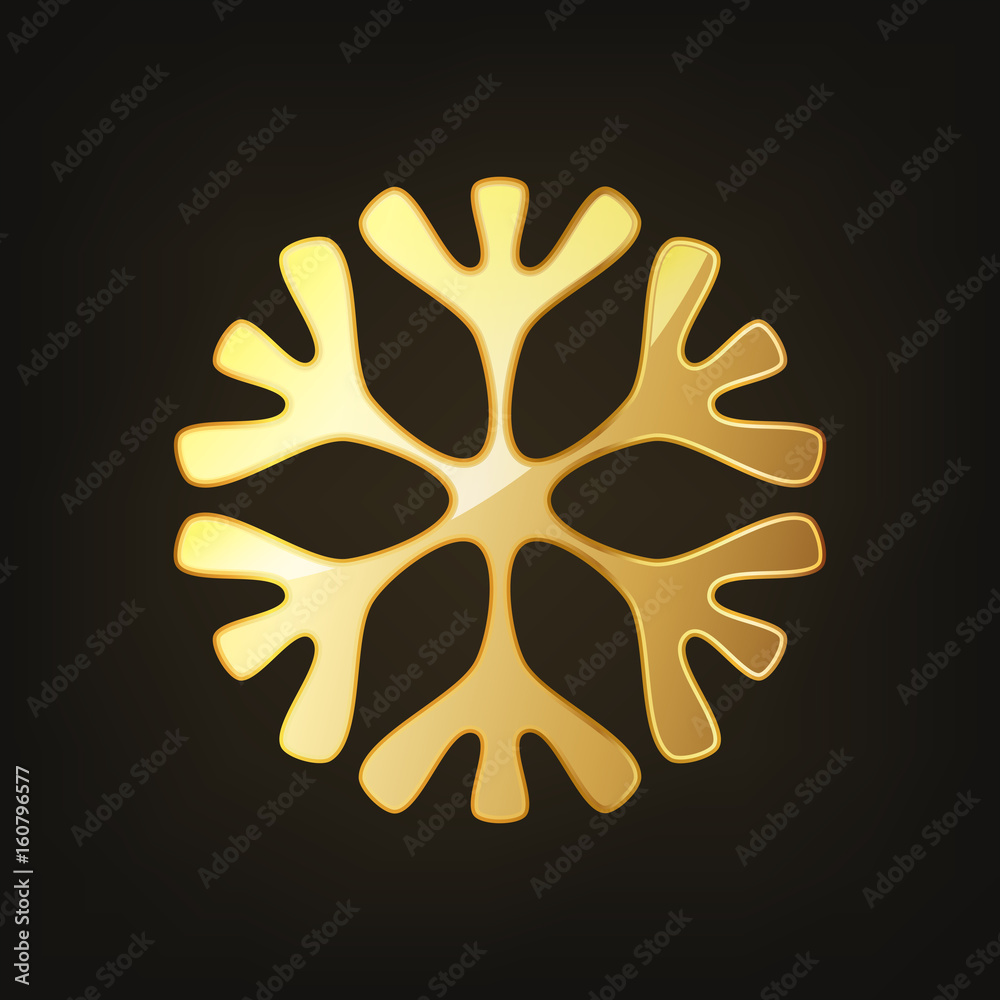 Obraz premium Golden snowflake icon. Vector illustration.