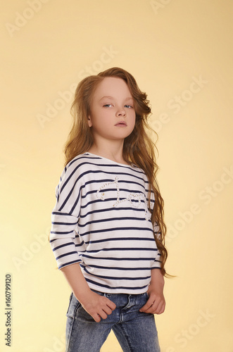 fashion child model in jeans