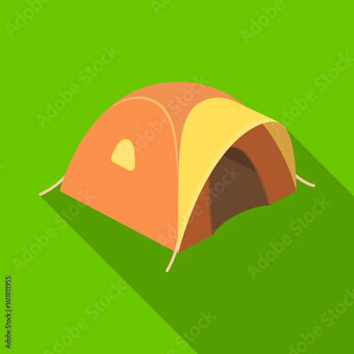 Tent tourist with awning.Tent single icon in flat style vector symbol stock illustration web.