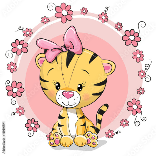 Greeting card cute cartoon tiger