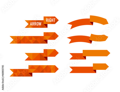 orange polygon arrow set ve...