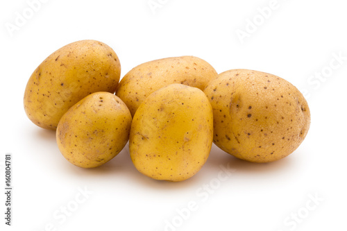 Raw potato isolated on white background.