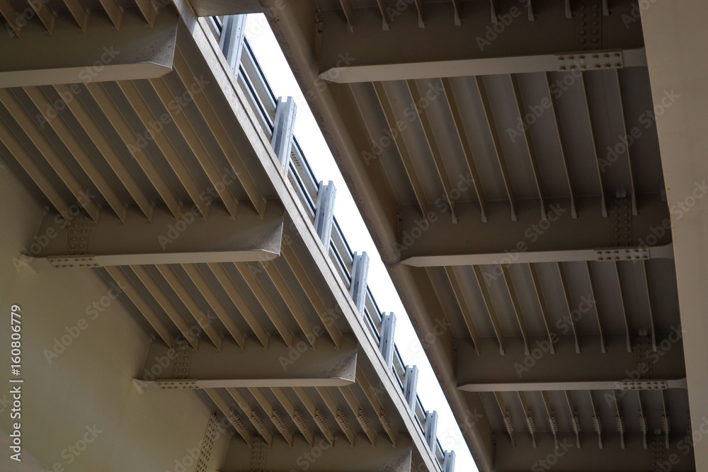 Obraz premium Iron construction road viaduct close-up