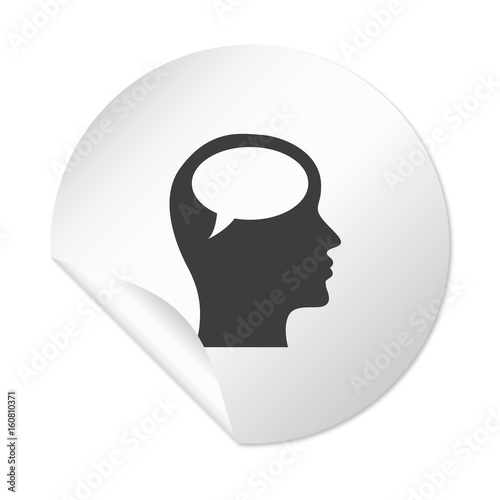 Runder Sticker - Kopf mit Sprechblase