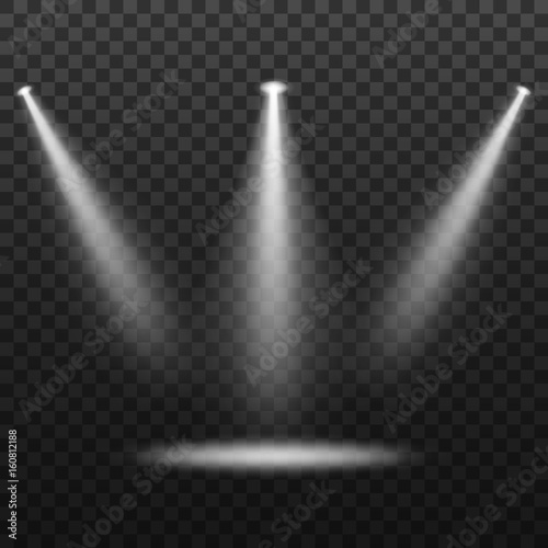 Spotlights. Light sources, concert lighting, stage spotlights set.