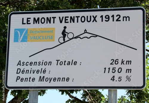 Photography panneau indicateur du Mont Ventoux dans le Vaucluse