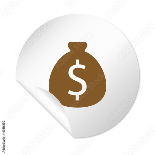 Runder Sticker - Geldsack Dollar braun