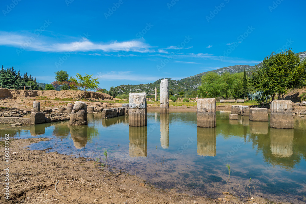 April 11, 2017 - Claros, Izmir province, Turkey. Claros, an ancient Greek sanctuary on the coast of Ionia, famous for a temple and oracle of Apollo April 11, 2017 - Claros, Izmir province, Turkey. Claros, an ancient Greek sanctuary on the coast of Ionia, famous for a temple and oracle of Apollo