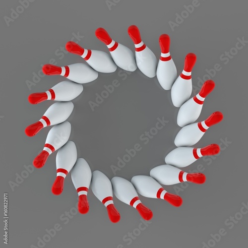 Bowling pins in form of cir...