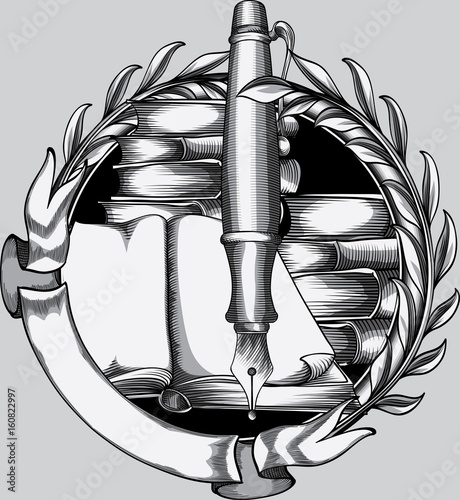 Pen & books emblem