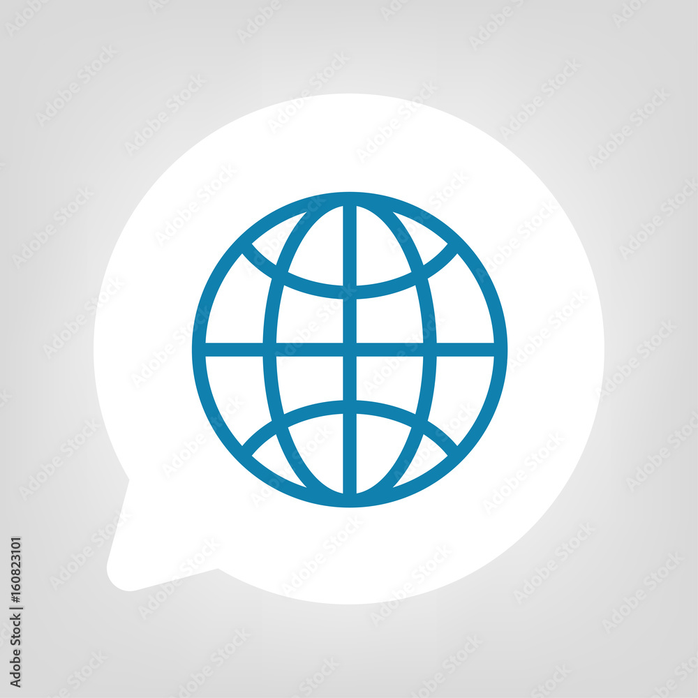 Kreis Sprechblase - Internet Weltkugel blau Kreis Sprechblase - Internet Weltkugel blau