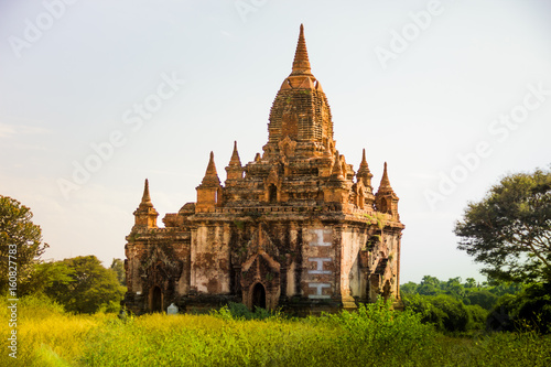 myanmar sunset pagan bagan burma shadows