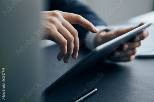 Business man with tablet, businessman working, business man