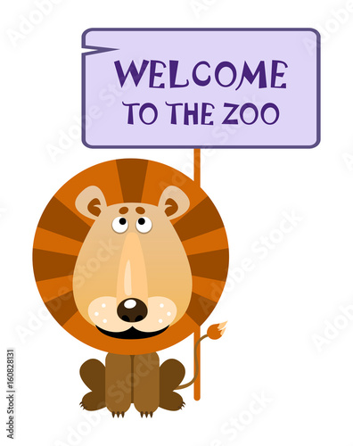 Lion holds a sign with an inscription 