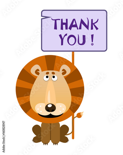 Lion holds a sign with an inscription 