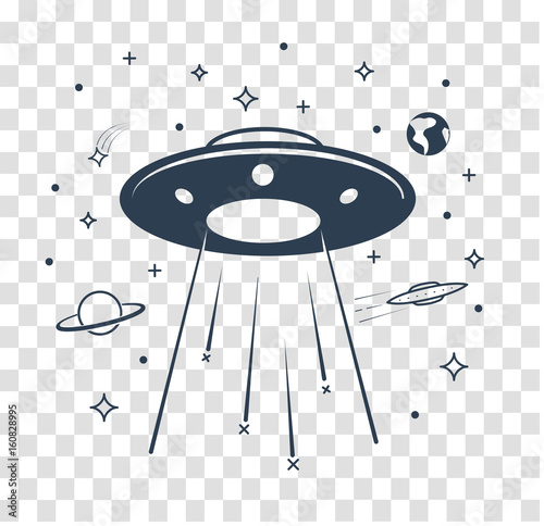 silhouette UFO   starry sky