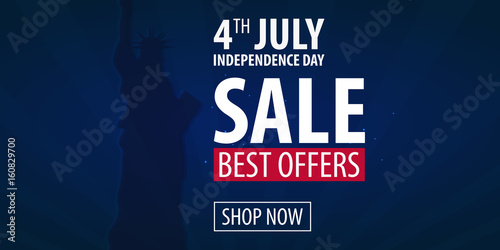 American Independence Day. 4th of July Exclusive Offers Sale, Sale Poster. Template background for greeting cards, posters, leaflets and brochure. Vector illustration.