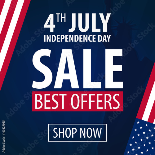 American Independence Day. 4th of July Exclusive Offers Sale  Sale Poster. Template background for greeting cards  posters  leaflets and brochure. Vector illustration.