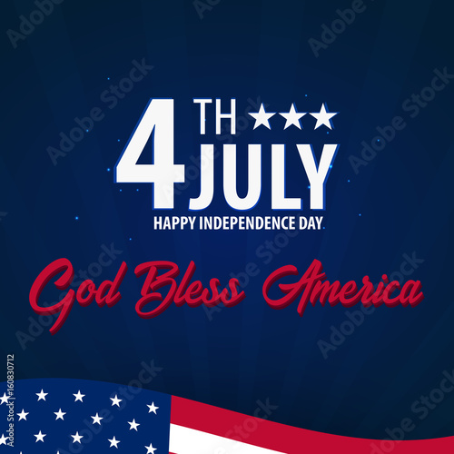 American Independence Day. God Bless America. 4th July. Template background for greeting cards, posters, leaflets and brochure. Vector illustration.