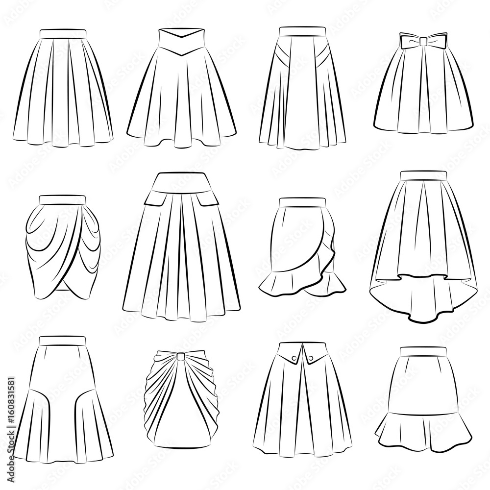 Collection of women romantic skirts Collection of women romantic skirts