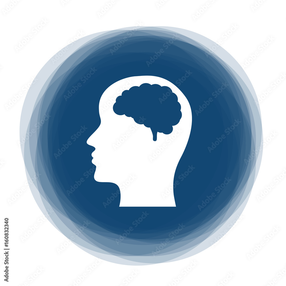 Abstract round button - head with brain