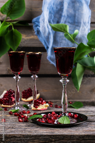 Transparent burgundy drink