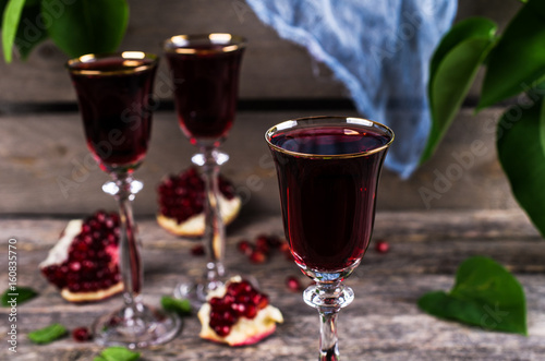 Transparent burgundy drink