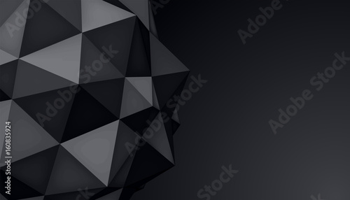 Volume polyhedron black star, 3d object, geometry shape, mesh version, dark origami crystal, abstract vector background for you project