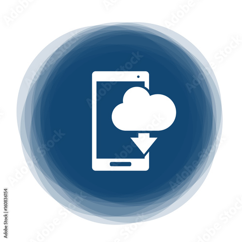 Abstract round button - phone with cloud download symbol
