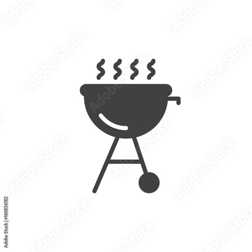 Grill icon vector, filled flat sign, solid pictogram isolated on white. Bbq symbol, logo illustration. Pixel perfect