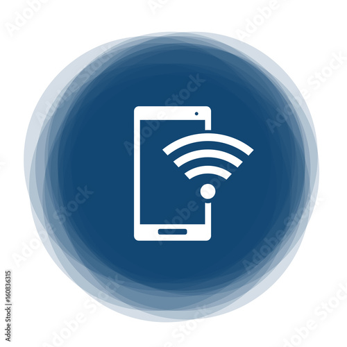 Abstract round button - mobile phone with wifi