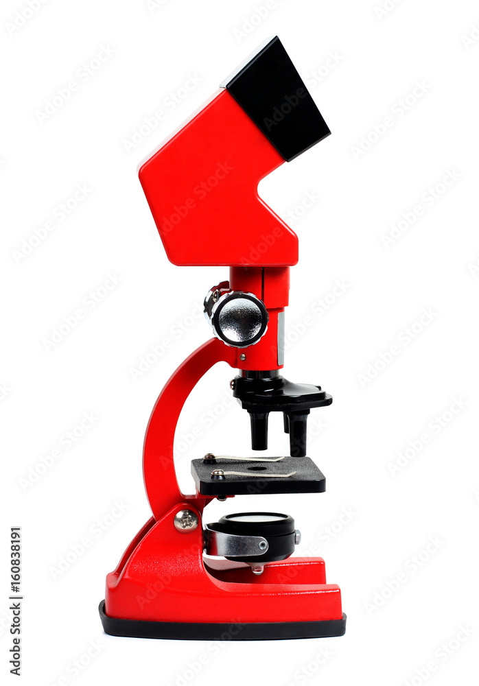 Microscope for biology and flasks on white background Microscope for biology and flasks on white background