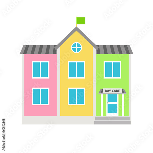 Daycare colorful building flat icon