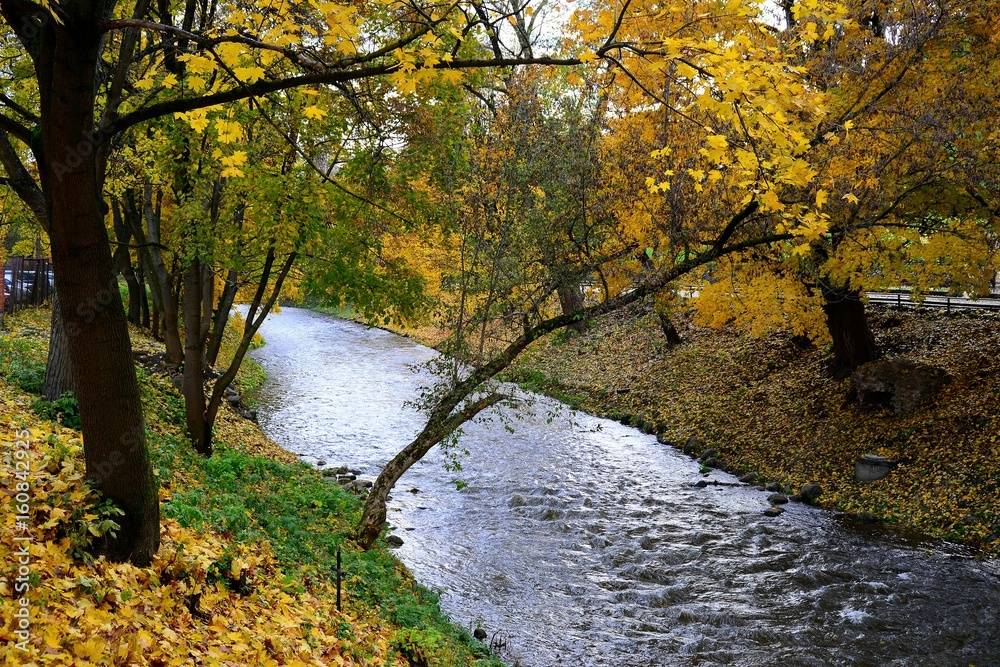 River Vilnele in Vilnius town on autumn time